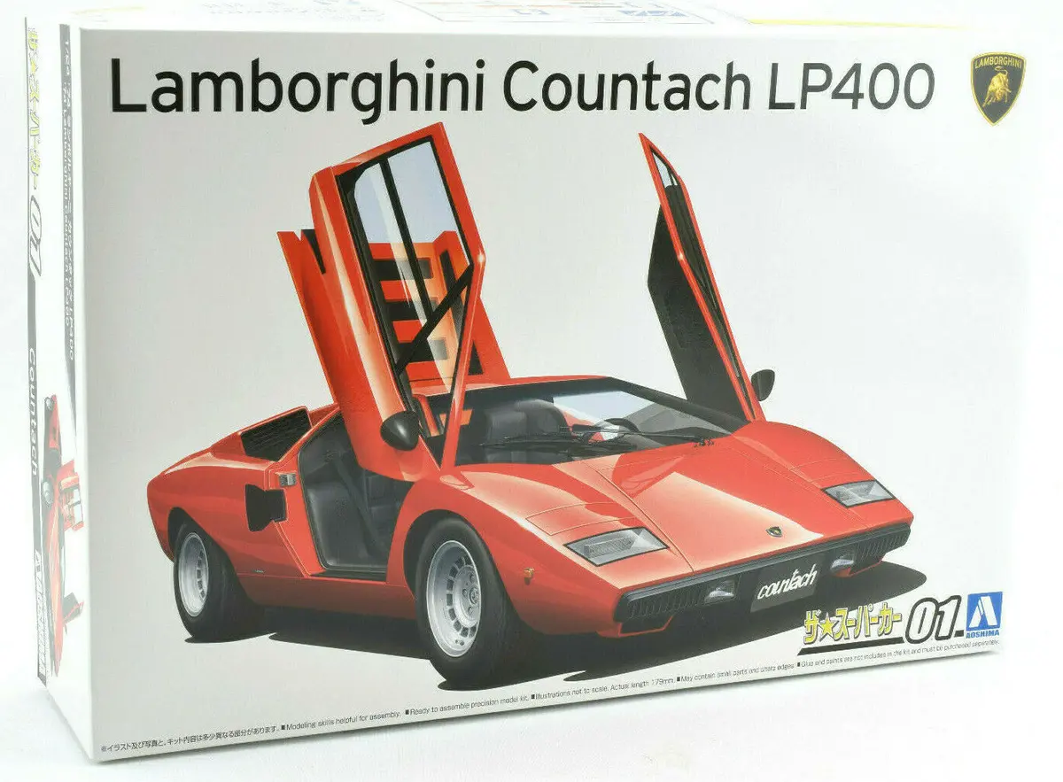 Aoshima 1974 Lamborghini Countach Lp400 #01 1/24 Plastic Model Car Kit 05804 1