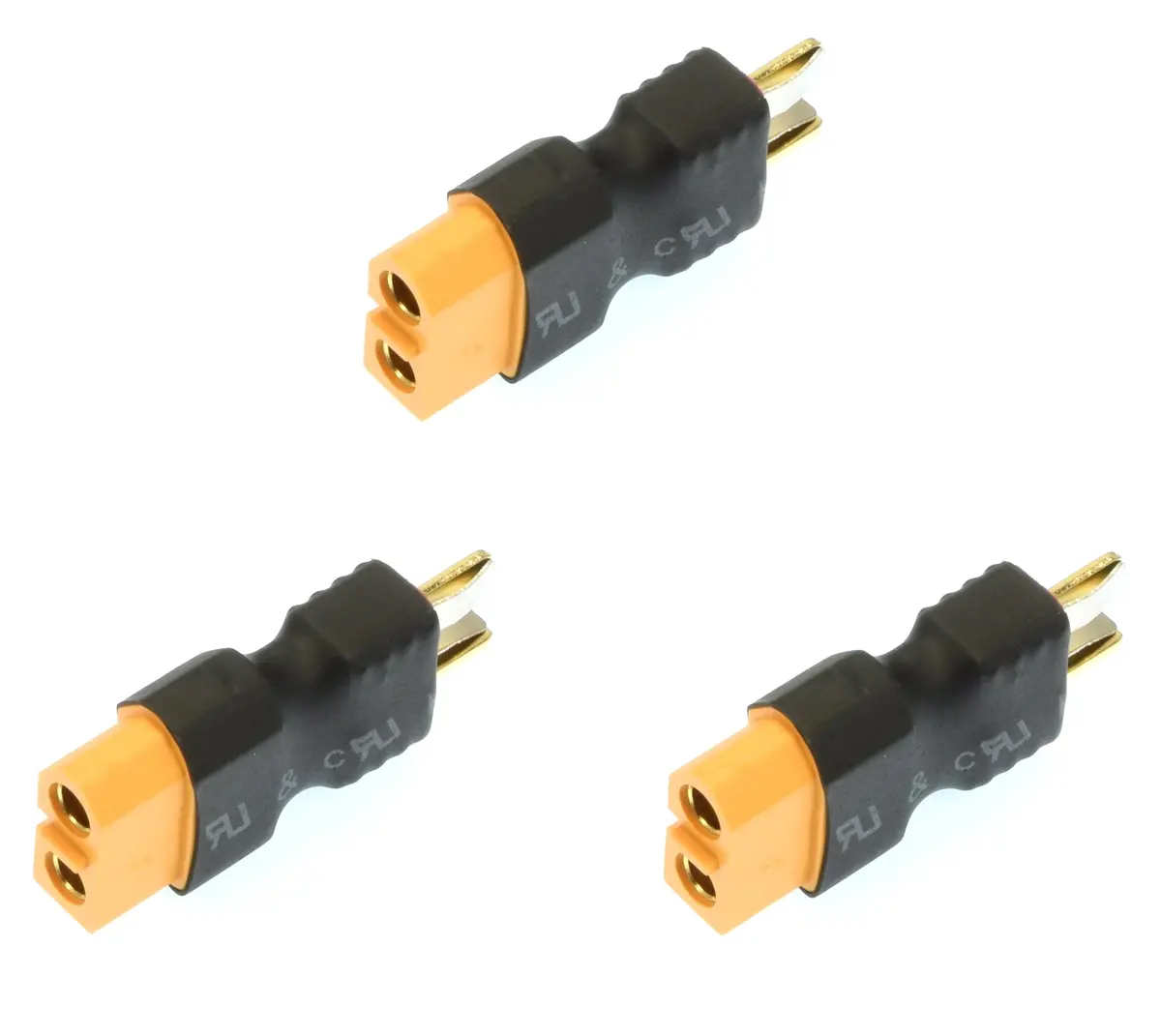 Apex Rc Products No Wire Male Ultra T Plug (Deans Style) -> Female Xt60 Adapter - 3 Pack #1252 1