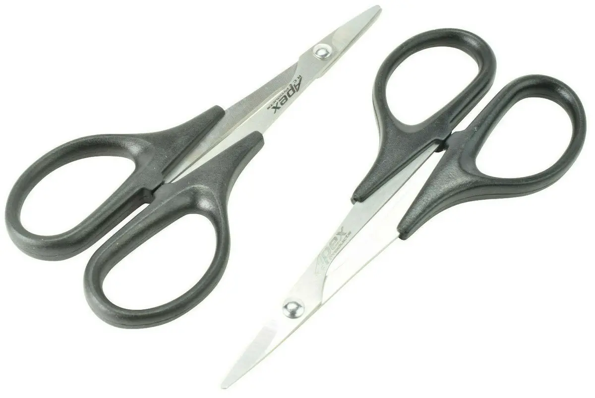 Apex Rc Products Body Trimming Scissor Set - 1 Straight & 1 Curved Scissor #2730 1
