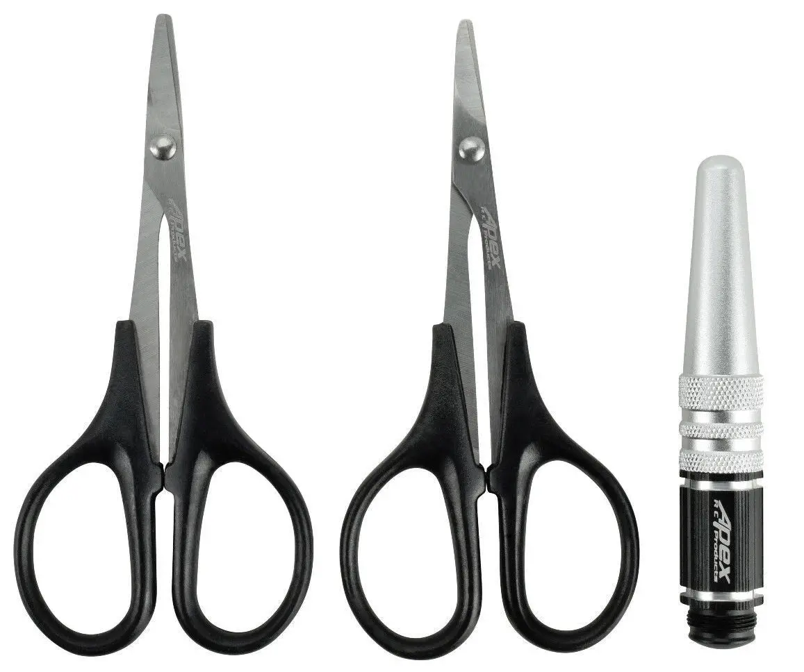 Apex Rc Products Body Reamer, Curved Scissor & Straight Scissor Rc Car Body Mounting 3Pc Combo Set #2733 1