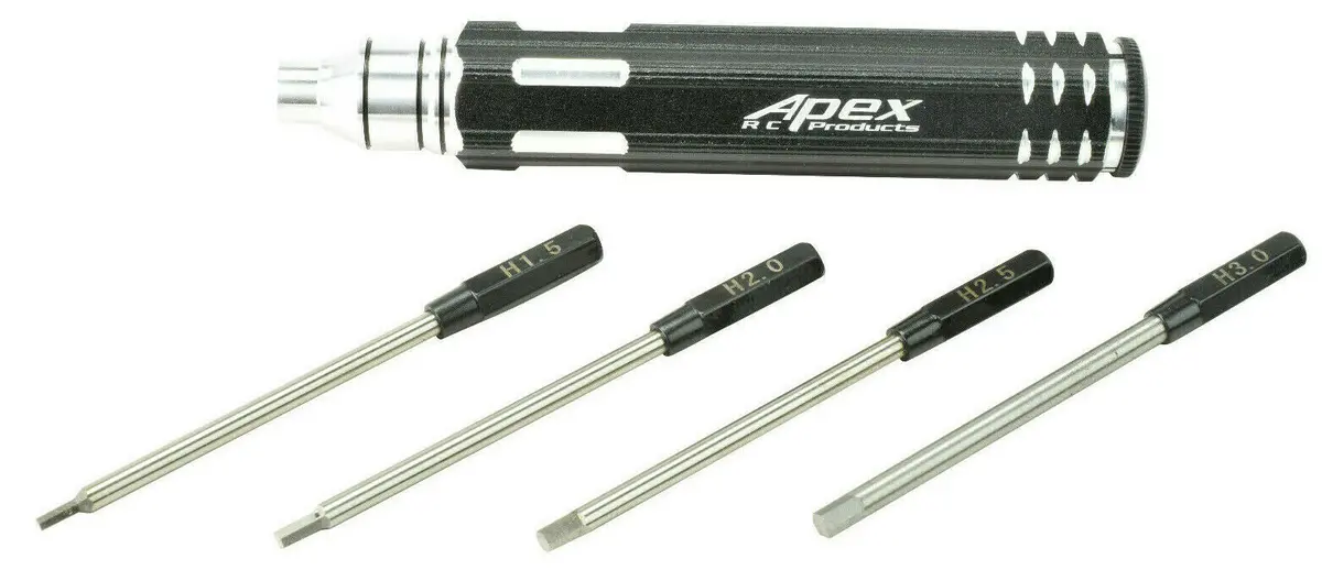 Apex Rc Products 1.5, 2, 2.5 & 3Mm Metric 4-In-1 Allen Key Driver #2755 1