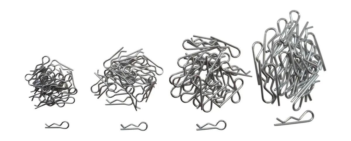 Apex Rc Products 1/16-1/5 Small-Xl Galvanized Steel Body Clips - 100Pcs #4030 1