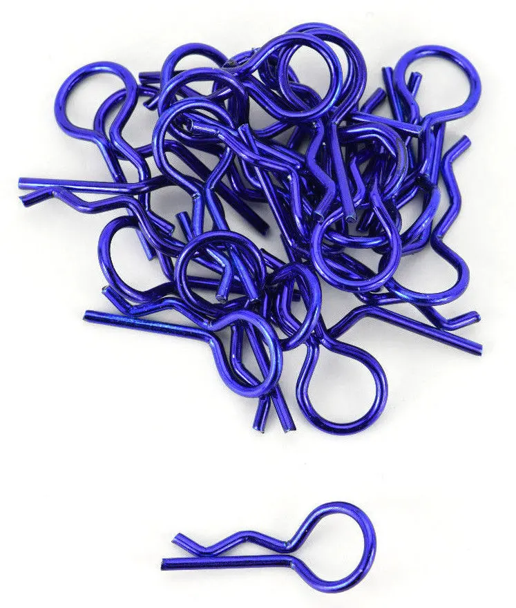 Apex Rc Products Blue 1/10 Large Bent Rc Anodized Body Clips - 25Pcs #4031Bl 1