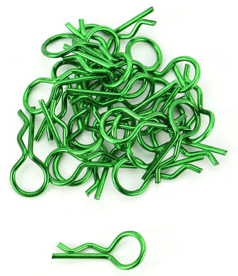 Apex Rc Products Green 1/10 Large Bent Rc Anodized Body Clips - 25Pcs #4031Gr 1