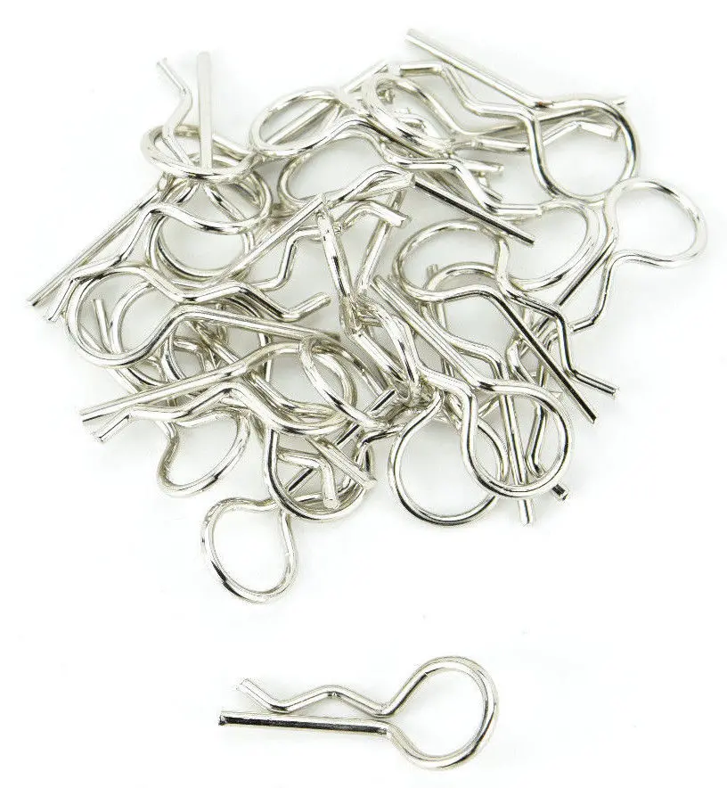 Apex Rc Products Silver 1/10 Large Bent Rc Anodized Body Clips - 25Pcs #4031Sl 1