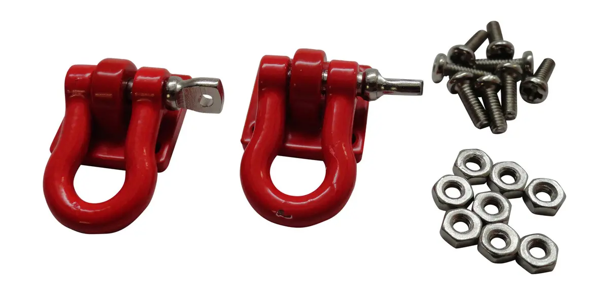 Apex Rc Products 1/10 Rc Rock Crawler Scale Red Winch Shackles - 2Pcs #4051 1