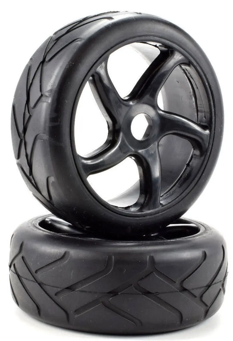Apex Rc Products 1/8 On-Road Black Twist Wheels & Super Grip Tire Set #6022 1