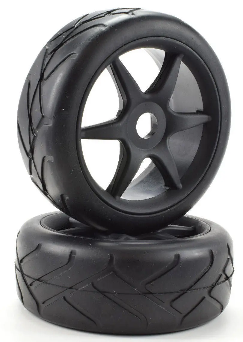 Apex Rc Products 1/8 On-Road Black 6 Spoke Wheels & Super Grip Tire Set #6023 1