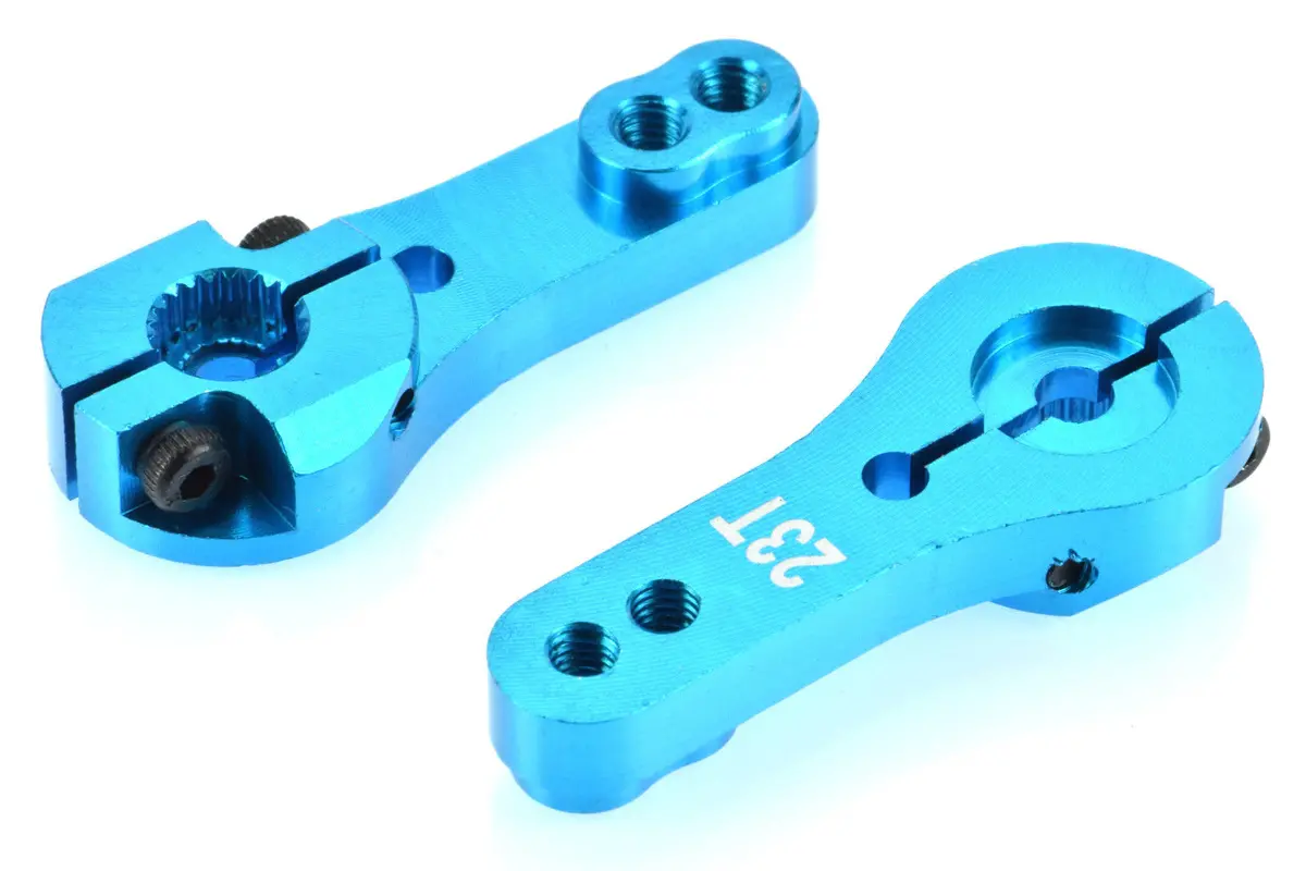 Apex Rc Products 23T Jr Blue Aluminum Dual Clamping Servo Horn - 2 Pack #8004 1