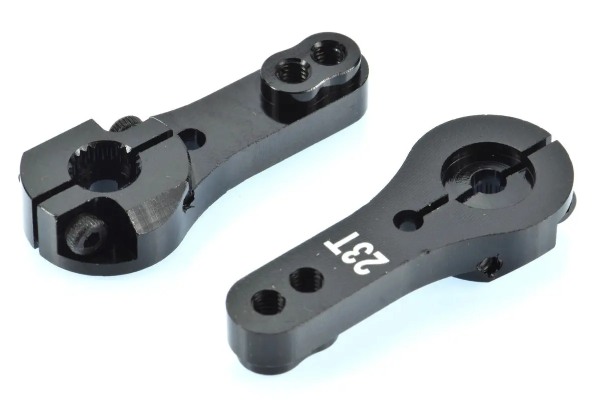 Apex Rc Products 23T Jr Black Aluminum Dual Clamping Servo Horn - 2 Pack #8005 1