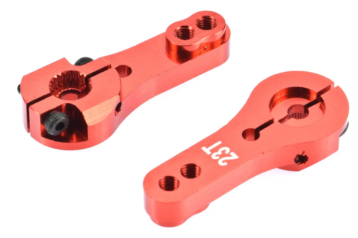 Apex Rc Products 23T Jr Red Aluminum Dual Clamping Servo Horn - 2 Pack #8006 1