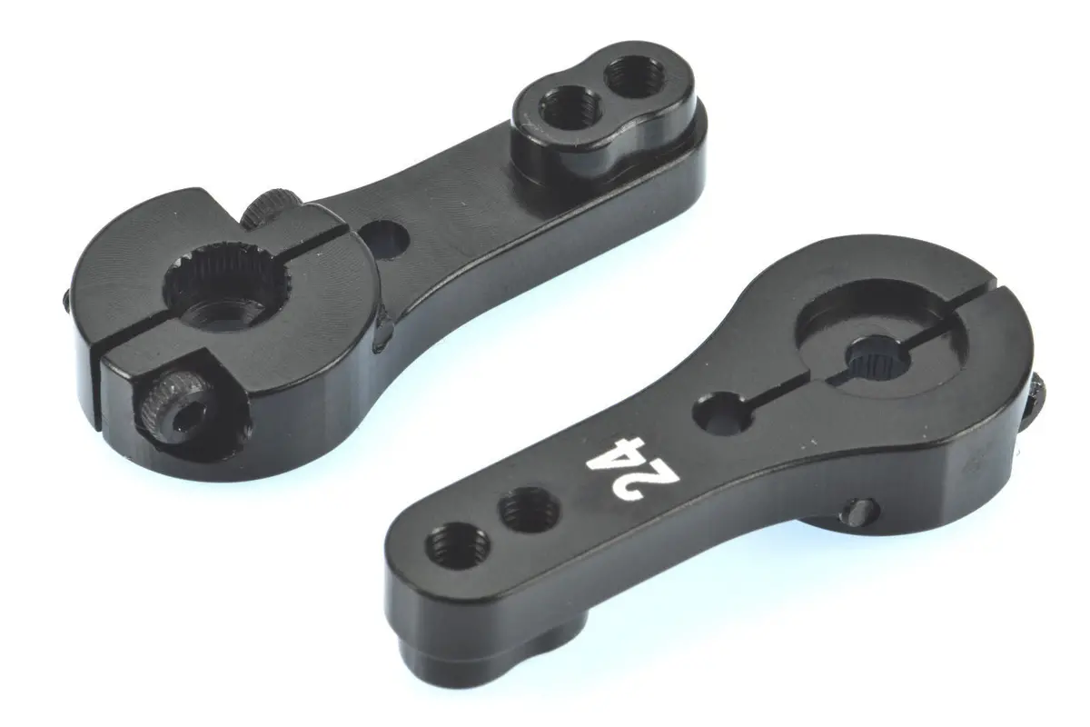 Apex Rc Products 24T Hitec Black Aluminum Dual Clamping Servo Horn -2 Pack #8010 1