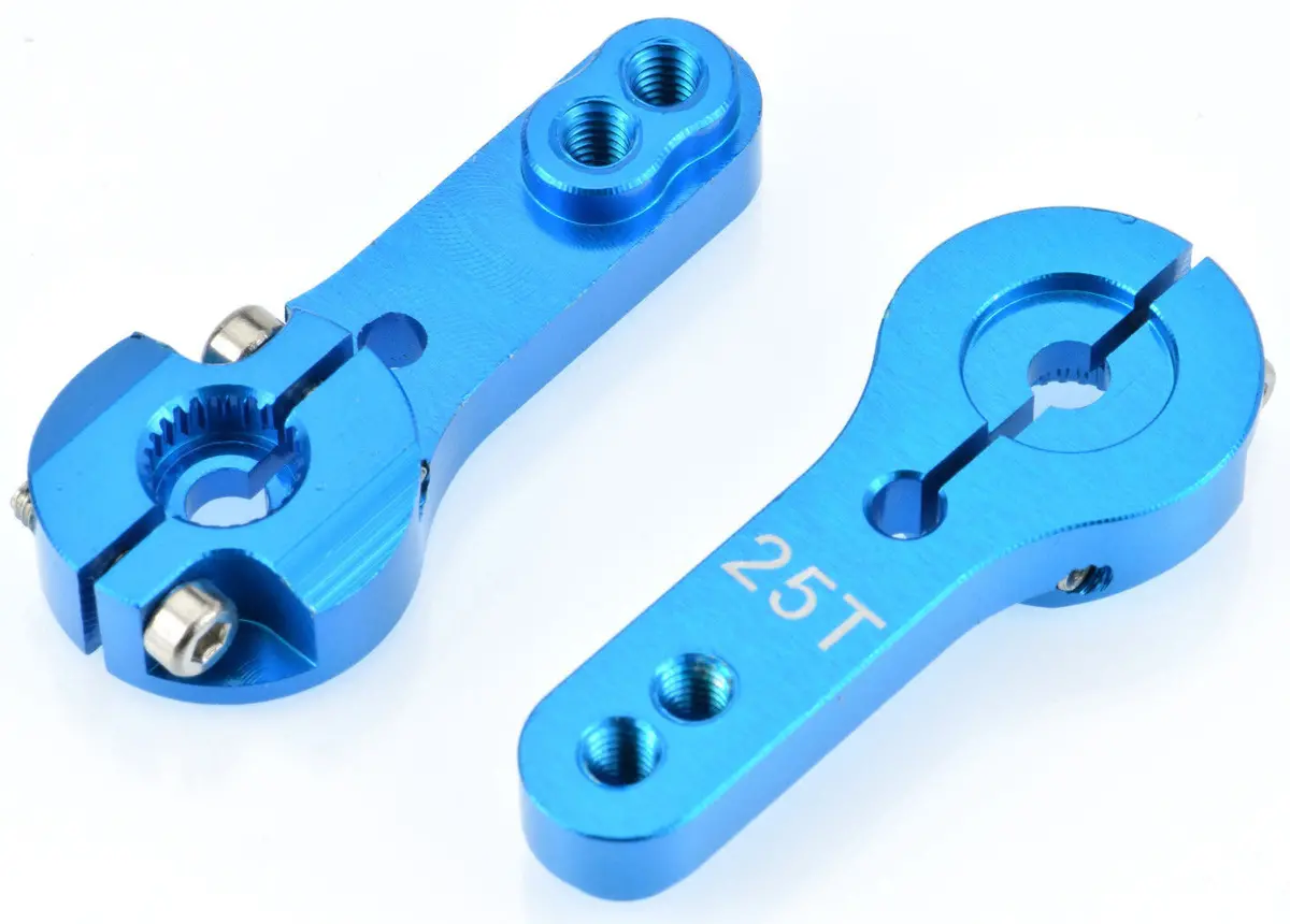 Apex Rc Products 25T Futaba Blue Aluminum Dual Clamping Servo Horn - 2 Pack #8014 1