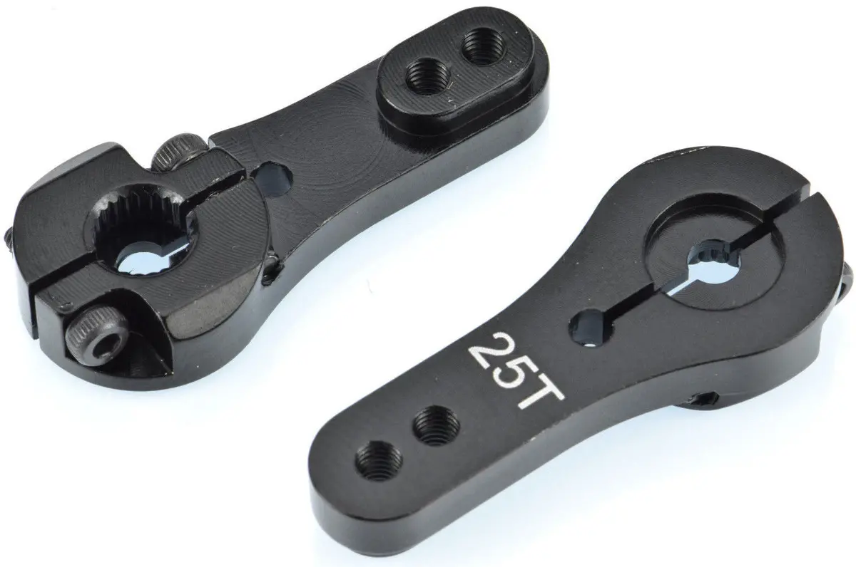 Apex Rc Products 25T Futaba Black Aluminum Dual Clamping Servo Horn - 2 Pack #8015 1