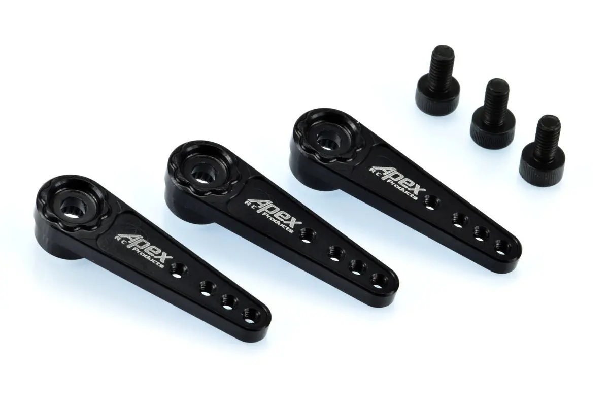 Apex Rc Products Black 25T Futaba / Savox Aluminum Servo Horn - 3 Pack #8029 1