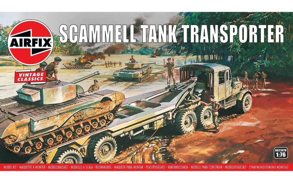 Airfix Vintage Classic Scammel 1:76 Scale Plastic Model Tank Transporter A02301v 1