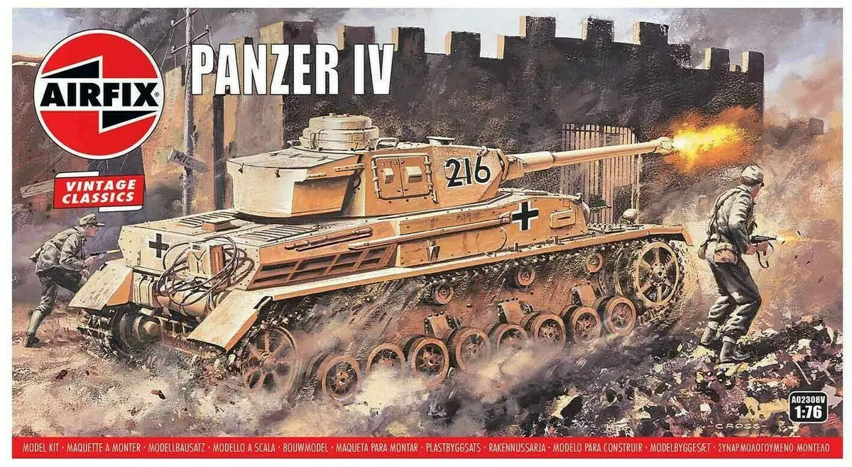 Airfix Vintage Classic Panzer Iv F1/F2 1:76 Scale Plastic Model Tank A02308v 1
