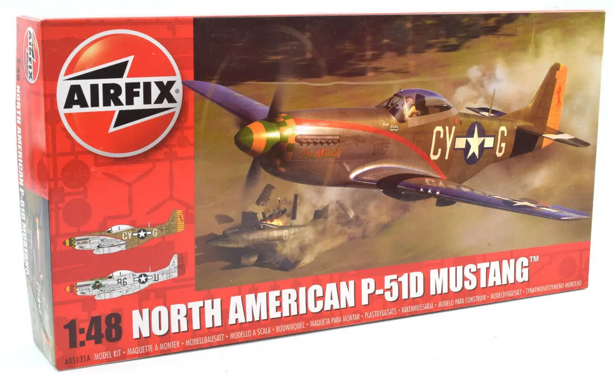Airfix North American P-51D Mustang 1:48 Scale Plastic Model Plane Kit A05131a 1