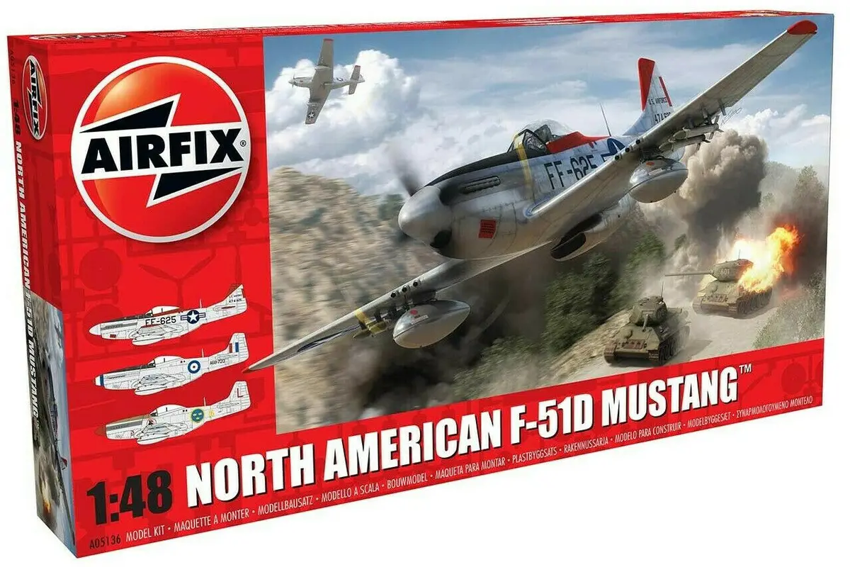 Airfix North American F-51D / P-51D Mustang 1:48 Plastic Model Airplane A05136 1