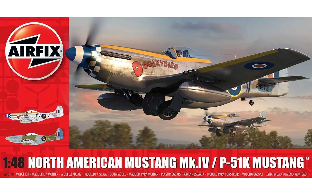 Airfix North American Mustang Mk.Iv/P-51K Mustang 1:48 Scale Model Plane A05137 - Sale 1