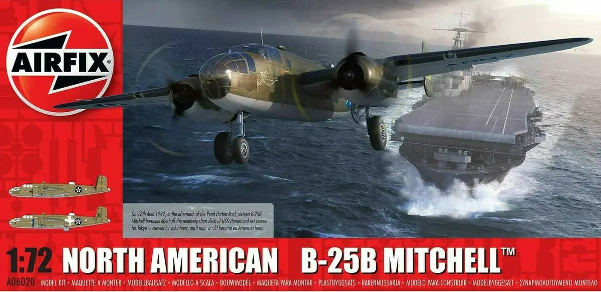 Airfix North American B25b Mitchell 1:72 Scale Plastic Model Airplane Kit A06020 1