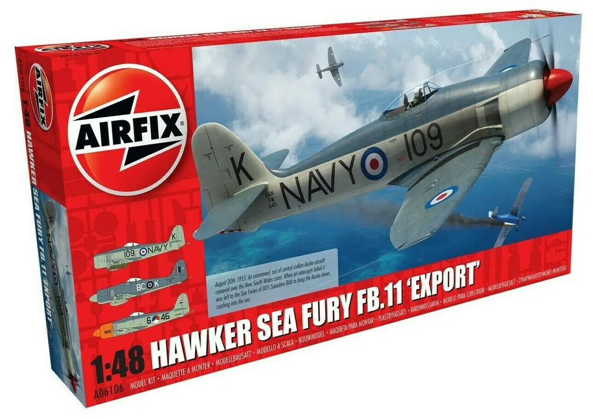 Airfix Hawker Sea Fury Fb.11 ‘Export' 1:48 Scale Plastic Model Airplane A06106 - Sale 1