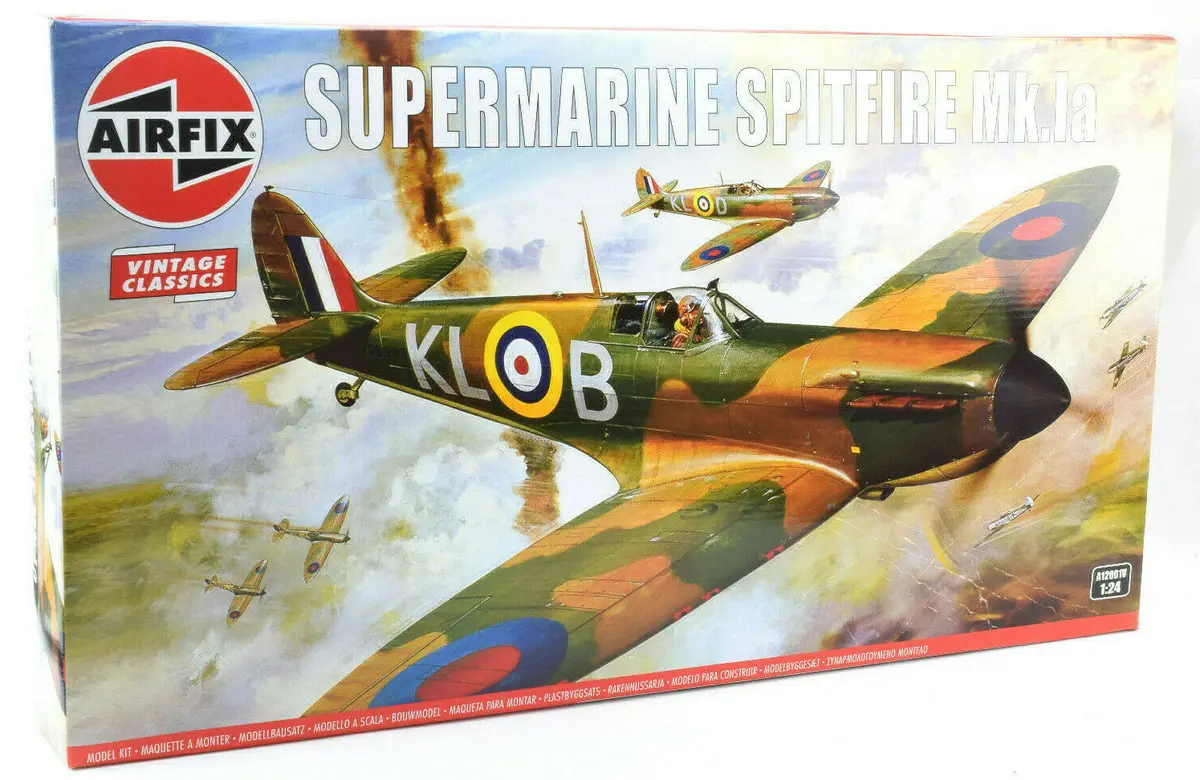Airfix Vintage Classic Supermarine Spitfire Mk.Ia 1:24 Scale Model Plane A12001v 1