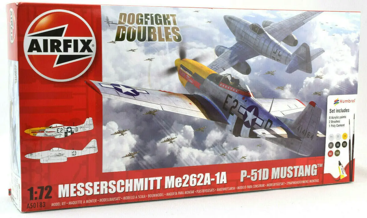 Airfix Dogfight Messerschmitt Me262a-1A & P-51D Mustang 1:72 Model Planes A50183 1