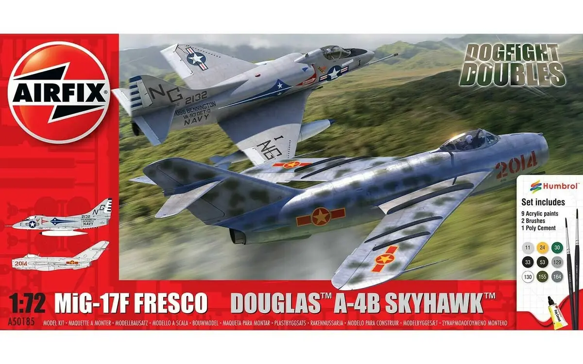 Airfix Dogfight Mig 17 Fresco & Douglas A-4B Skyhawk 1:72 Model Planes A50185 1