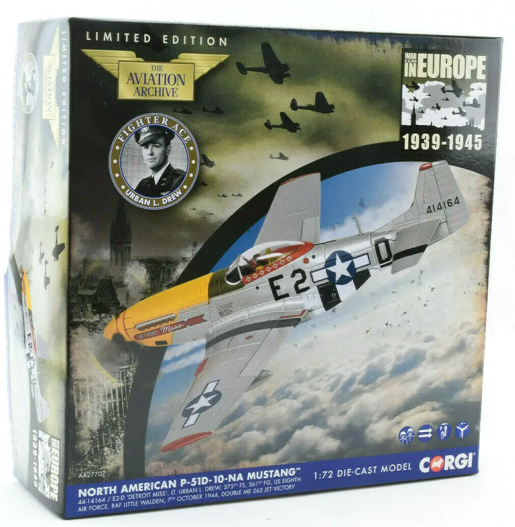 Corgi North American P-51D Mustang "Detroit Miss" 1:72 Die-Cast Airplane Aa27707 1