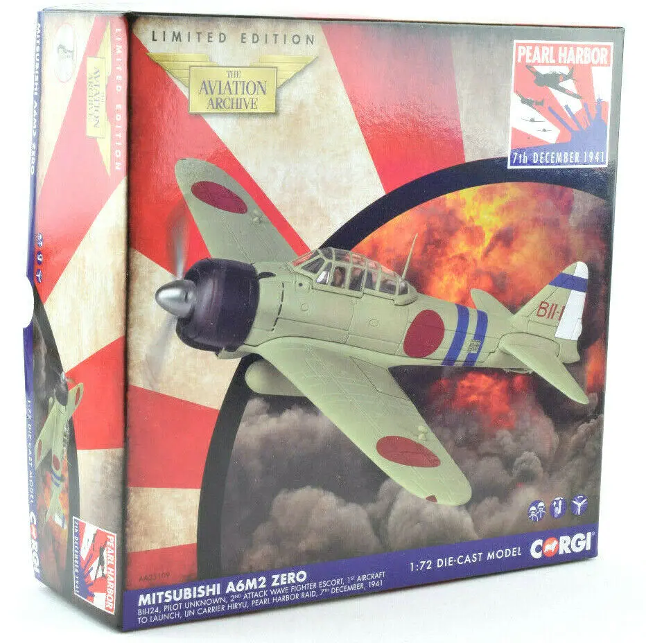 Corgi Mitsubishi A6m2 Zero - 80Th An Pearl Harbor 1:72 Die-Cast Airplane Aa33109 1