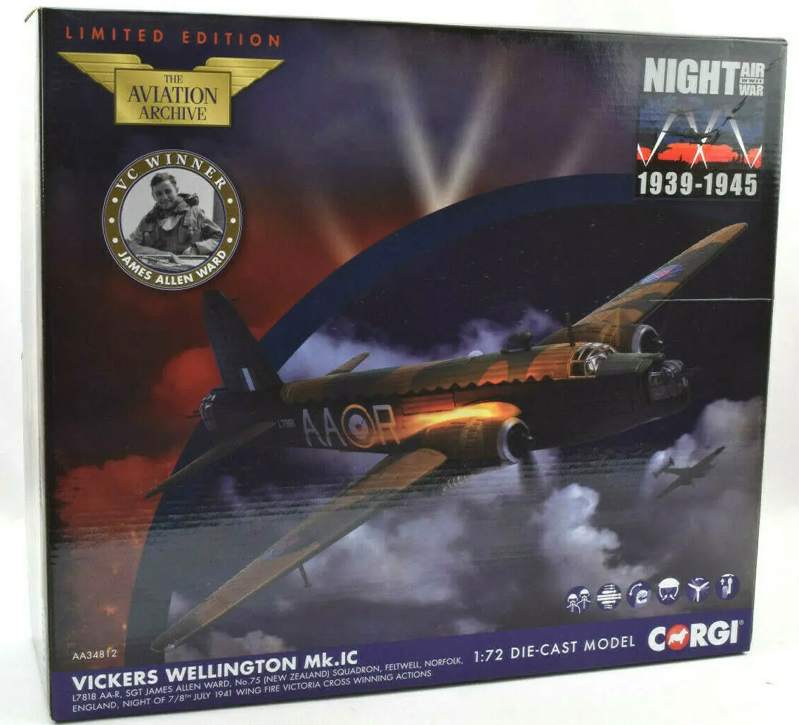 Corgi Vickers Wellington Mk.Ic - Wing Fire Cross 1:72 Die-Cast Airplane Aa34812 1