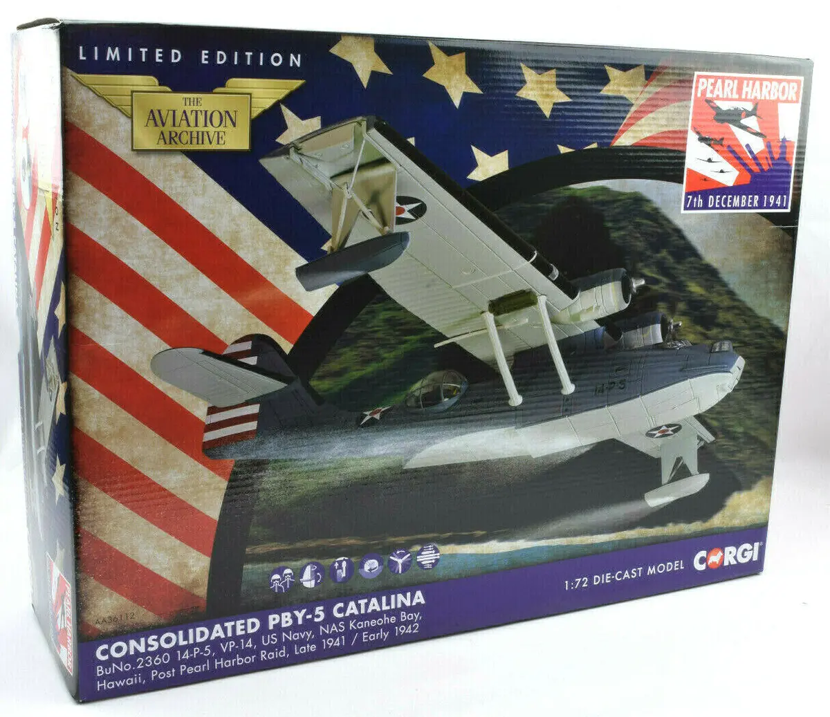 Corgi Consolidated Pby-5 Catalina - Pearl Harbor 1:72 Die-Cast Airplane Aa36112 1