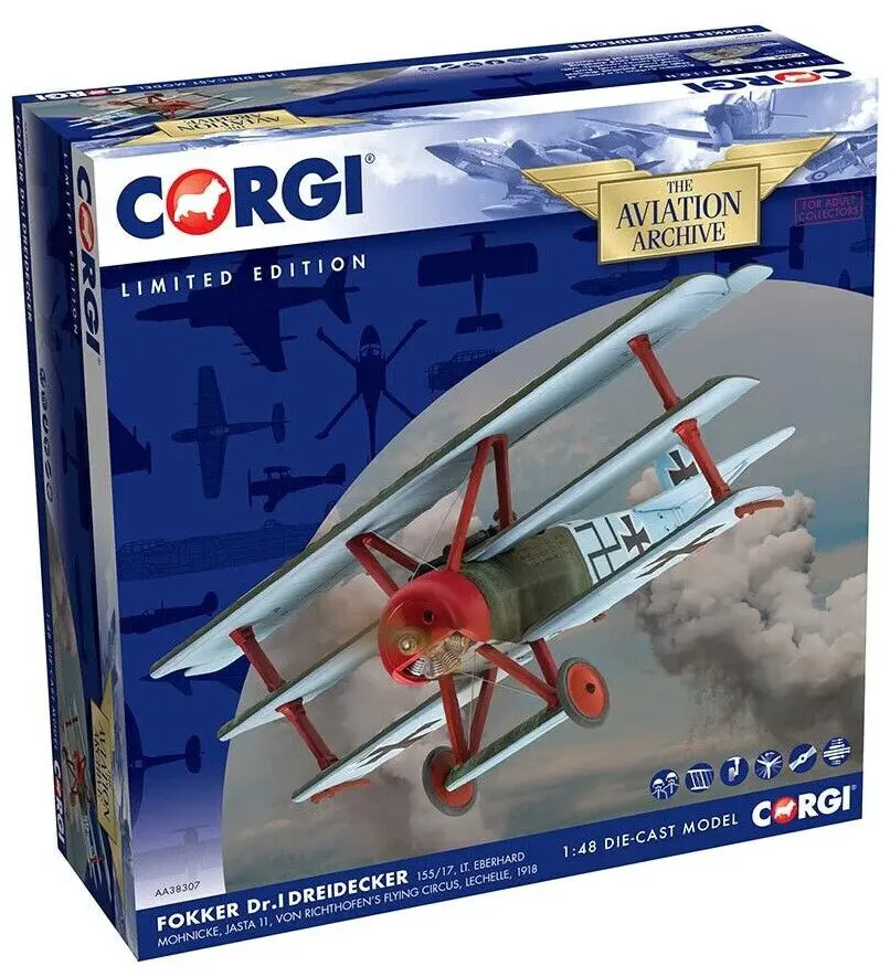 Corgi Fokker Dr.1 Dreidecker Triplane - May 1918 1:48 Die-Cast Airplane Aa38307 1