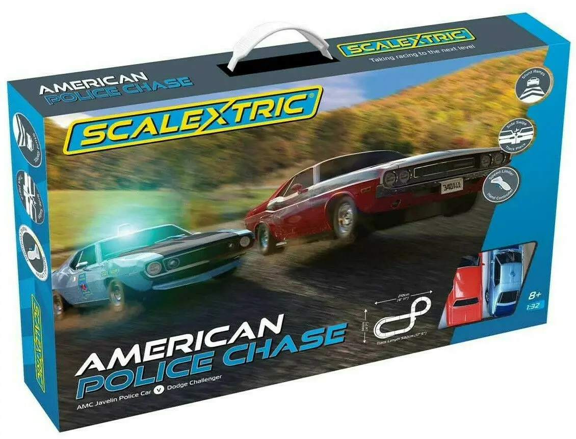 Scalextric American Police Chase - Amc Vs Dodge 1:32 Slot Car Race Set C1405t 1