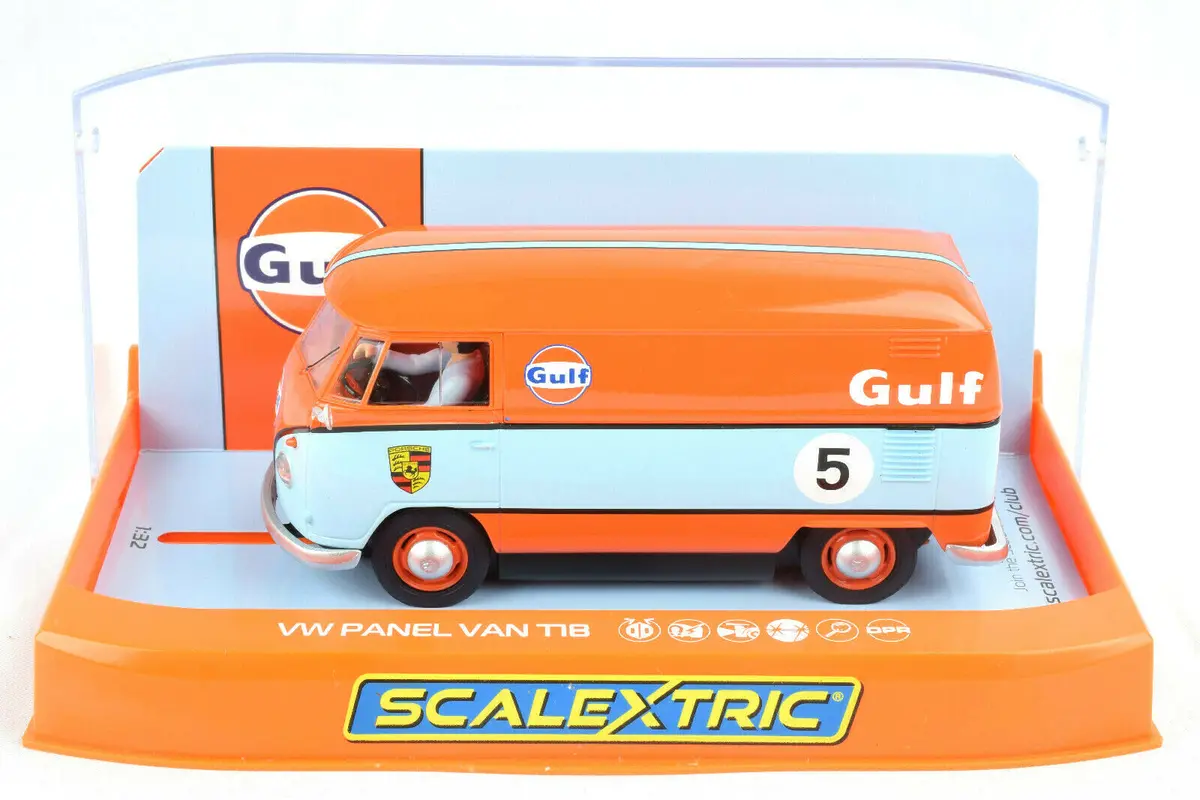 Scalextric "Gulf" Volkswagen Panel Van T1b Dpr W/ Lights 1/32 Slot Car C4060 1