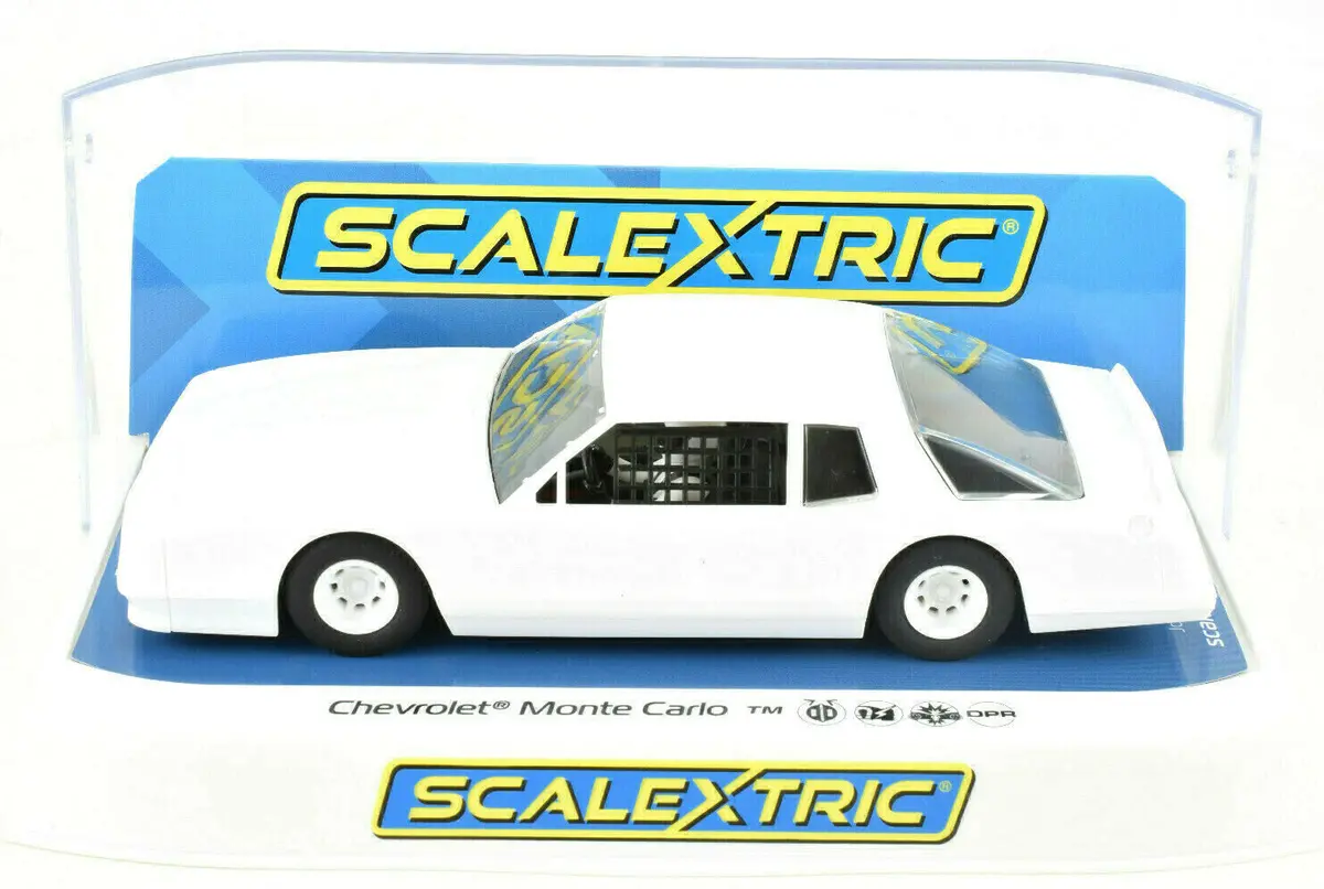 Scalextric White 1986 Chevrolet Monte Carlo Stock Car Dpr 1/32 Slot Car C4072 1