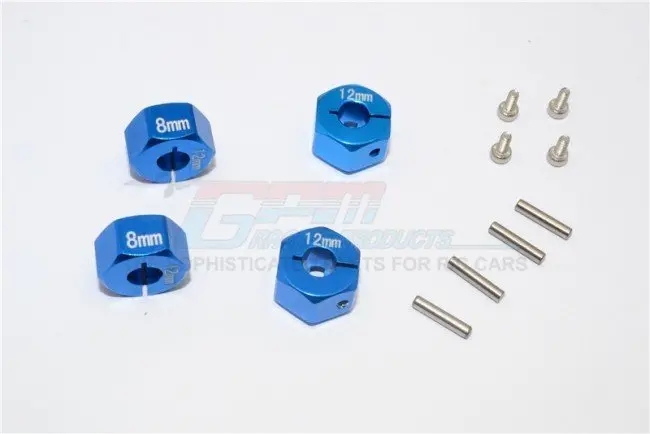 Gpm Racing Traxxas 4-Tec 2.0 Blue Aluminum 8Mm Thick Wheel Hex Adapters Gt010-12X8mm-B 1
