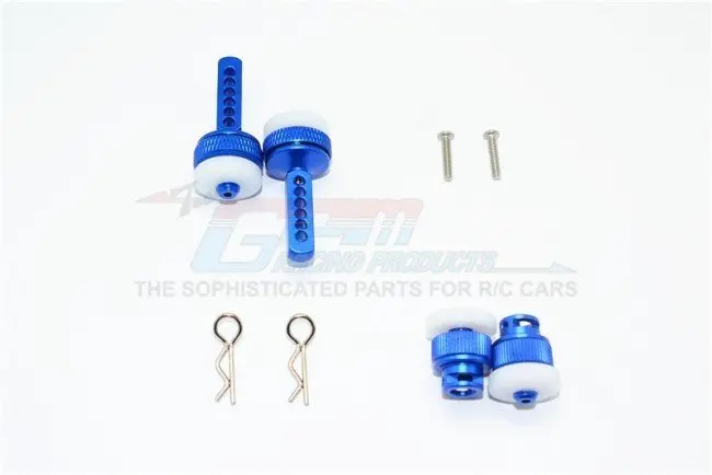 Gpm Racing Traxxas 4-Tec 2.0 Blue Aluminum Front & Rear Magnetic Body Mount Set Gt201fra-B 1