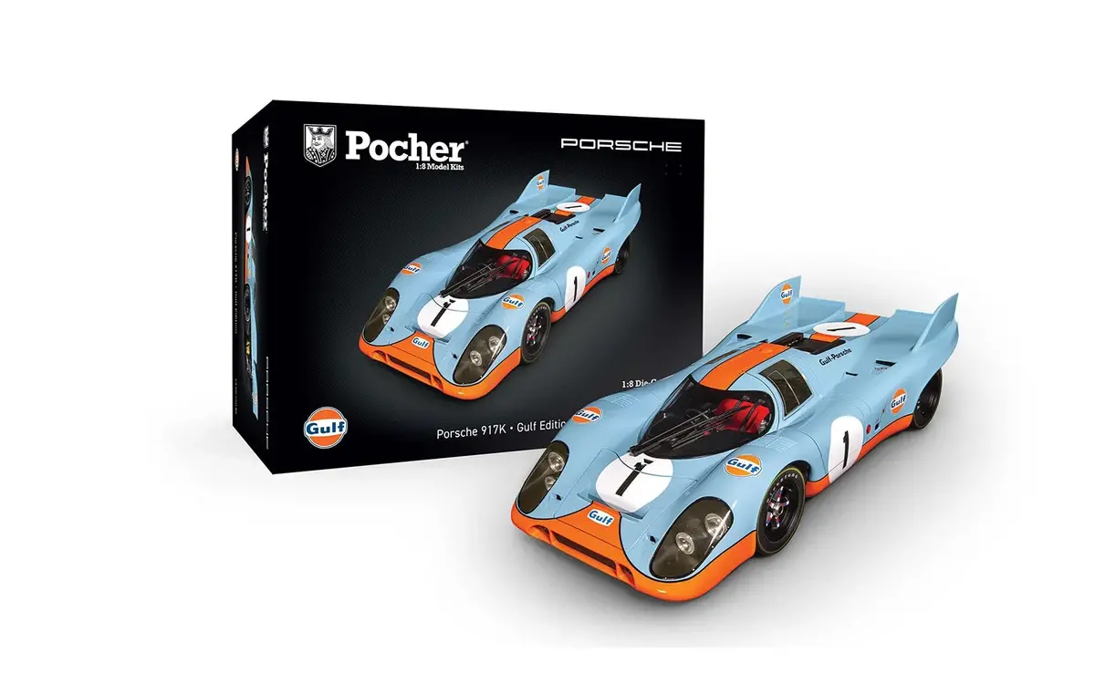 Pocher Porsche 917K - Gulf Edition 1/8 Scale Die-Cast Model Car Kit Hk118 1