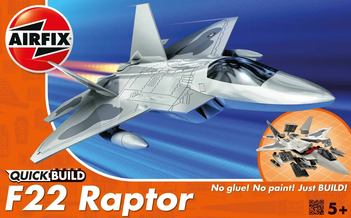Airfix Quick Build F22 Raptor Snap Together Plastic Model Kit J6005 1