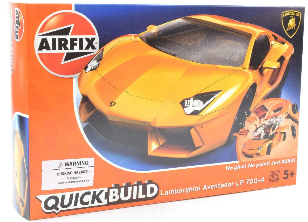Airfix Quick Build Orange Lamborghini Aventador Lp 700-4 Plastic Model Kit J6007 1