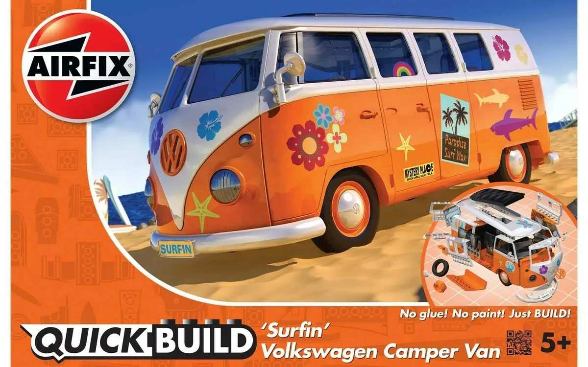 Airfix Quick Build Vw Volkswagen Camper Van Snap Together Model Car Kit J6032 1