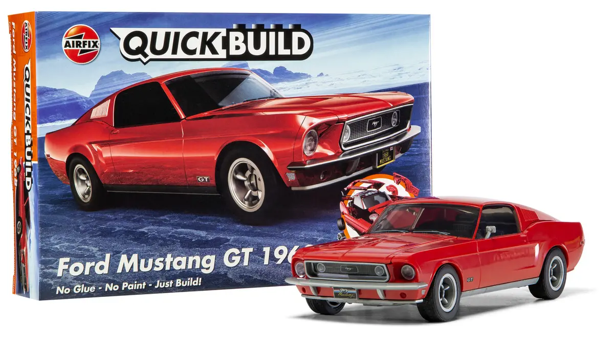 Airfix Quick Build 1968 Ford Mustang Gt Snap Together Model Car Kit J6035 1