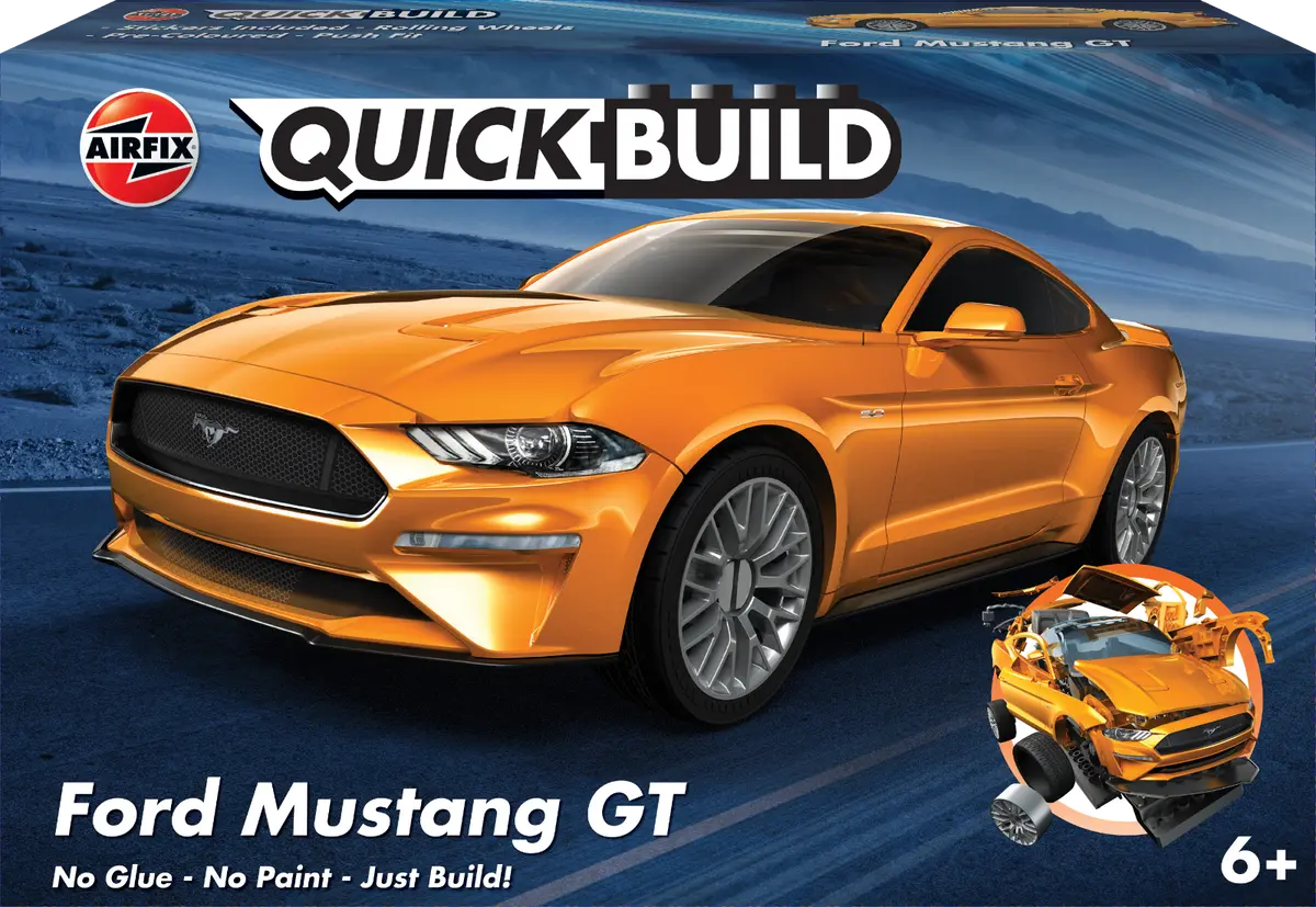 Airfix Quick Build Ford Mustang Gt Snap Together Plastic Model Car Kit J6036 1