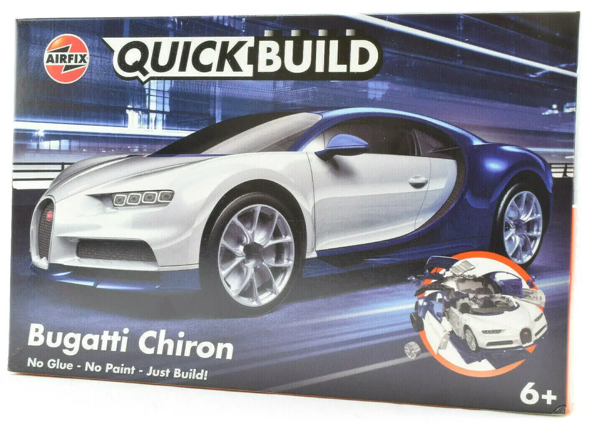 Airfix Quick Build Bugatti Chiron Snap Plastic Model Car Kit J6044 1