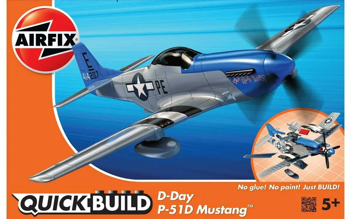 Airfix Quick Build P-51D Mustang Snap Together Plastic Model Plane Kit J6046 1